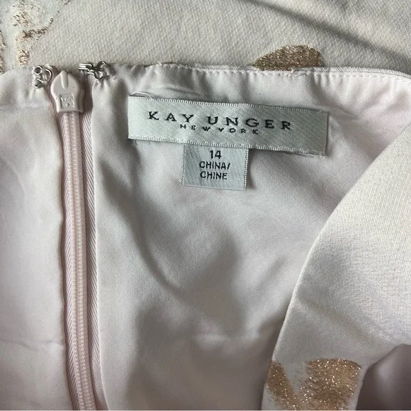 Kay Unger Floral Jacquard Tea Length Fit & Flare Dress Elegant Occasion Size 14 - Picture 6 of 7